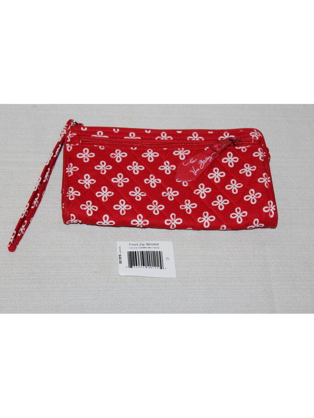 NEW Vera Bradley Front Zip Wristlet - Red White Mini Concerto